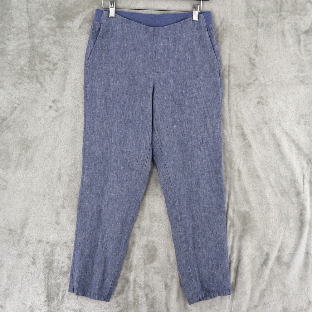 J. Jill Love Linen Pull On Pants Womens XS Blue Boho Resort Wear Travel Casual